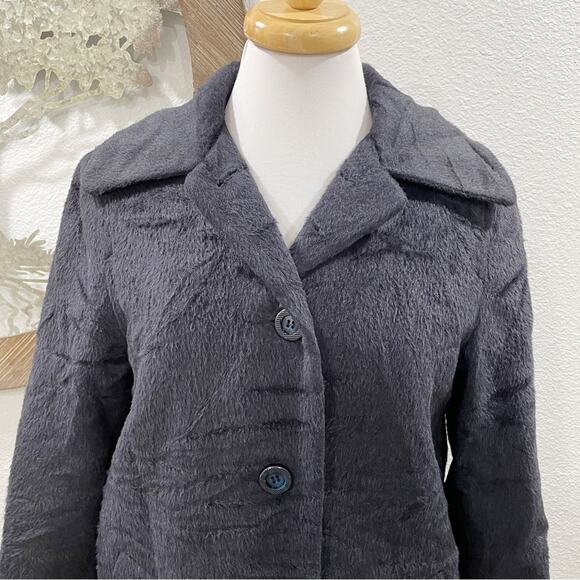 Piacenza 1733 Baby Llama Cashmere Long Button Front Coat Jacket Black - Picture 2 of 6